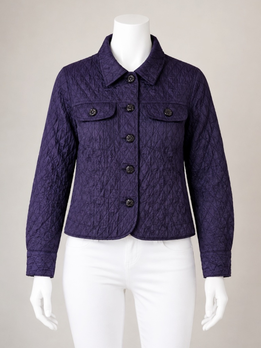 Coldwater Creek Women's Purple Textured Quilted Jacket Size PXS